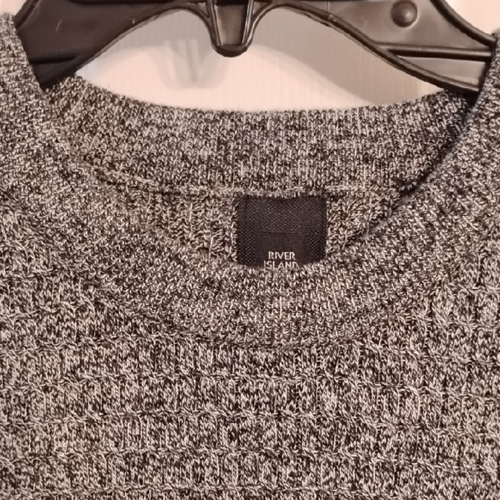River Island Textured Black and White Crewneck Sweater